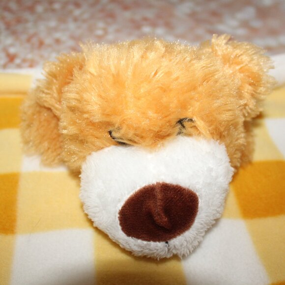 Greenbrier Security Blanket Gold White Plaid With Attached Plush Bear - Picture 3 of 6